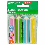 Ластики фигурные BRAUBERG KIDS «Карандашики», НАБОР 4 ШТУКИ, пакет