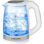 Чайник электрический BRAYER BR1040WH, 2220Вт, 2 л, стекл., белый