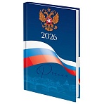 Ежедневник датированный 2026 145×215 мм, А5, STAFF, ламинированная обложка, «Символика РФ»