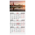 Календарь квартальный на 2027 г., 1 блок, 1 гребень, бегунок, офсет, BRAUBERG, «Кремль»
