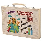 Набор ЮНОГО ХУДОЖНИКА «ANIMALS» для рисования и творчества в кейсе ЮНЛАНДИЯ, 100 предметов