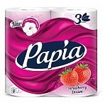 Бумага туалетная Papia «Strawberry Dream», 3-слойная, 4шт., ароматизир., розов. тиснение, белый