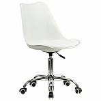Кресло стул BRABIX «Eames MG-310 CH», хром, пластик белый, экокожа белая