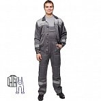 Костюм рабочий летний мужской л22-КПК с СОП темно-серый/светло-серый (размер 52-54, рост 170-176)