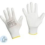 Перчатки защитные нейлон Gward White PU1001 с п/у покрытием р.9 (12 пар/уп)