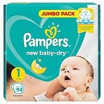 Подгузники Pampers New Baby-Dry Newborn Джамбо Упаковка 1 (NB) 2-5 кг (94 штуки в упаковке)