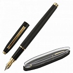Ручка подарочная перьевая BRAUBERG «Brioso», СИНЯЯ, корпус черный с золотистыми деталями, линия письма 0.25 мм
