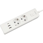 Удлинитель Power Cube, 2р с/з вык.,3USB, 3500 Вт,16А, 1.9м,3×1.0 (белый)