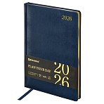 Ежедневник датированный 2026 БОЛЬШОЙ ФОРМАТ 210×297 мм, А4, BRAUBERG «Iguana», под кожу, синий