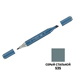 Маркер двусторонний для скетчинга Гамма «Студия», серый стальной, корпус трехгранный, пулевид./клиновид. наконечники
