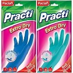 Перчатки резиновые Paclan «Practi Extra Dry», L, цвет микс, пакет с европодвесом