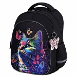 Рюкзак BRAUBERG OPTIMA, 2 отделения, с брелоком, «Butterfly catcher», СВЕТЯЩИЙСЯ, 36×27х18 см