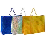 Пакет подарочный 45×13x33 см (XL), НАБОР 3 шт., 3 дизайна, голография, ЗОЛОТАЯ СКАЗКА