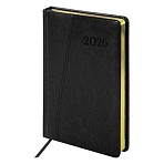 Ежедневник датированный 2026, А5, 138×213 мм, BRAUBERG «Cayman», под кожу, черный