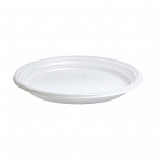 Тарелка одноразовая пластиковая 200 мм белая 100 штук в упаковке Комус Эконом
