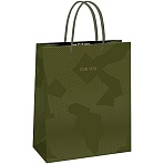 Пакет подарочный 11×14×6.5см MESHU «Green pattern», выборочный лак, матовая ламинация