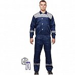 Костюм рабочий летний мужской л20-КБР с СОП синий/серый (размер 52-54, рост 170-176)