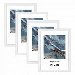 Рамка 21×30 см небьющаяся, КОМПЛЕКТ 4 шт., багет 16 мм, МДФ, BRAUBERG «Basic», белая