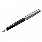 Ручка перьевая Parker «Sonnet Sand Blasted Metal&Black Lacquer» черная, 0.8мм, подар. уп. 