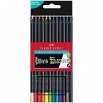 Карандаши цветные Faber-Castell «Black Edition», 12цв., трехгран., черное дерево, заточен., картон. 