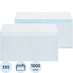 Конверт белый E65 стрип 110×220 80г КОМУС 1000шт/ уп