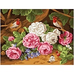 Картина по номерам на холсте ТРИ СОВЫ «Пышные розы», 30×40, с акриловыми красками и кистями