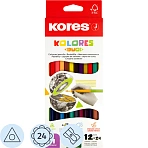 Карандаши цветные Kores 24 цвета с точилкой