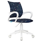 Кресло детское Helmi HL-K95 R (W695) «Airy», спинка сетка/сиденье ткань с рисунком зодиак т. синий, пиастра, пластик белый