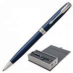 Ручка шариковая PARKER «Sonnet Core Subtle Blue Lacquer CT», корпус синий глянцевый лак, палладиевые детали, черная