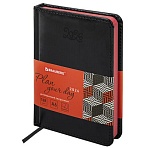 Ежедневник датированный 2026, МАЛЫЙ ФОРМАТ 100×150 мм, А6, BRAUBERG «Rainbow», под кожу, черный