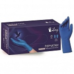 Перчатки одноразовые Libry латексные неопудренные синие (размер L, 50 штук/25 пар в упаковке)