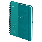 Записная книжка А5 96л., кожзам, на гребне, Greenwich Line «Just start. Cyan», твердая обложка, тиснение фольгой, с петлей для ручки