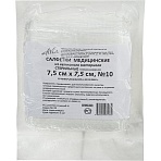Салфетки нетканые, стер, 7.5×7.5см, №10, пл.40, 8 слож., 10шт/уп ШК34362