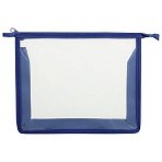 Папка для тетрадей ПИФАГОР А5, пластик, молния сверху, прозрачная, синий