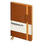 Ежедневник недатированный, B5, 136л., мягкий переплет, кожзам, BG «Personality. Brown», коричневый, цветной срез, на резинке, карман