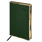 Ежедневник датированный 2026 А5 148×218 мм, GALANT «Infinity Gold», под кожу, темно-зеленый