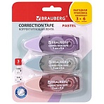 Корректирующая лента BRAUBERG PASTEL5 мм х 6 мВЫГОДНАЯ УПАКОВКА 3 штуки в блистере272658