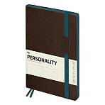 Ежедневник недатированный, B5, 136л., мягкий переплет, кожзам, BG «Personality. Dark brown», темно-коричневый, цветной срез, на резинке, карман