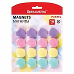 Магниты 30 мм, НАБОР 16 шт., BRAUBERG «PASTEL», блистер