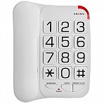 Телефон проводной teXet ТХ-201, повторный набор, крупные клавиши, белый