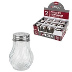 Солонка-перечница 50 мл, BASIC, баночка для специй, стекло/сталь, дисплей, WEGLA (ВЕГЛА)