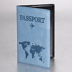 Обложка для паспорта «Passport Map»мягкая экокожаголубаяSTAFF238877