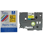 Картридж Vell VL-631 для принтера этикеток Brother (12 мм x 8 м, цвет ленты желтый, шрифт черный)