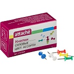 Кнопки силовые д/пробковых досок Attache, пластик, ассорти, 50 шт/уп