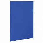 Папка-уголок жесткая, непрозрачная BRAUBERG, синяя, 0,15 мм