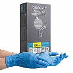 Перчатки нитриловые смотровые 100 пар (200 шт. )размер LголубыеBENOVY Nitrile ChlorinatedЧЗМ