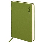 Ежедневник датированный 2026, А5, 138×213 мм, BRAUBERG «Essential», под кожу, держатель, зеленый