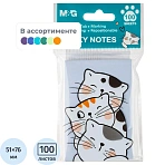 Стикеры с клеевым краем M&G So Many Cats, 76×51мм, 100 л, в ассорт