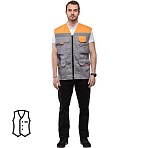 Жилет рабочий летний л30-ЖЛ с СОП серый/оранжевый (размер 60-62, рост 170-176)