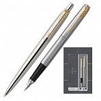 Набор письменных принадлежностей Parker Jotter Stainless Steel GT (шариковая ручка, перьевая ручка)